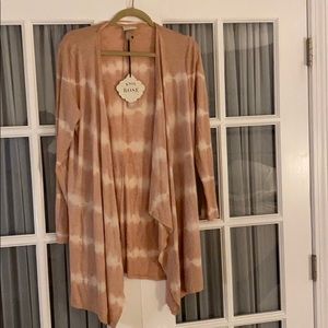 New pink and white long sleeve cardigan.